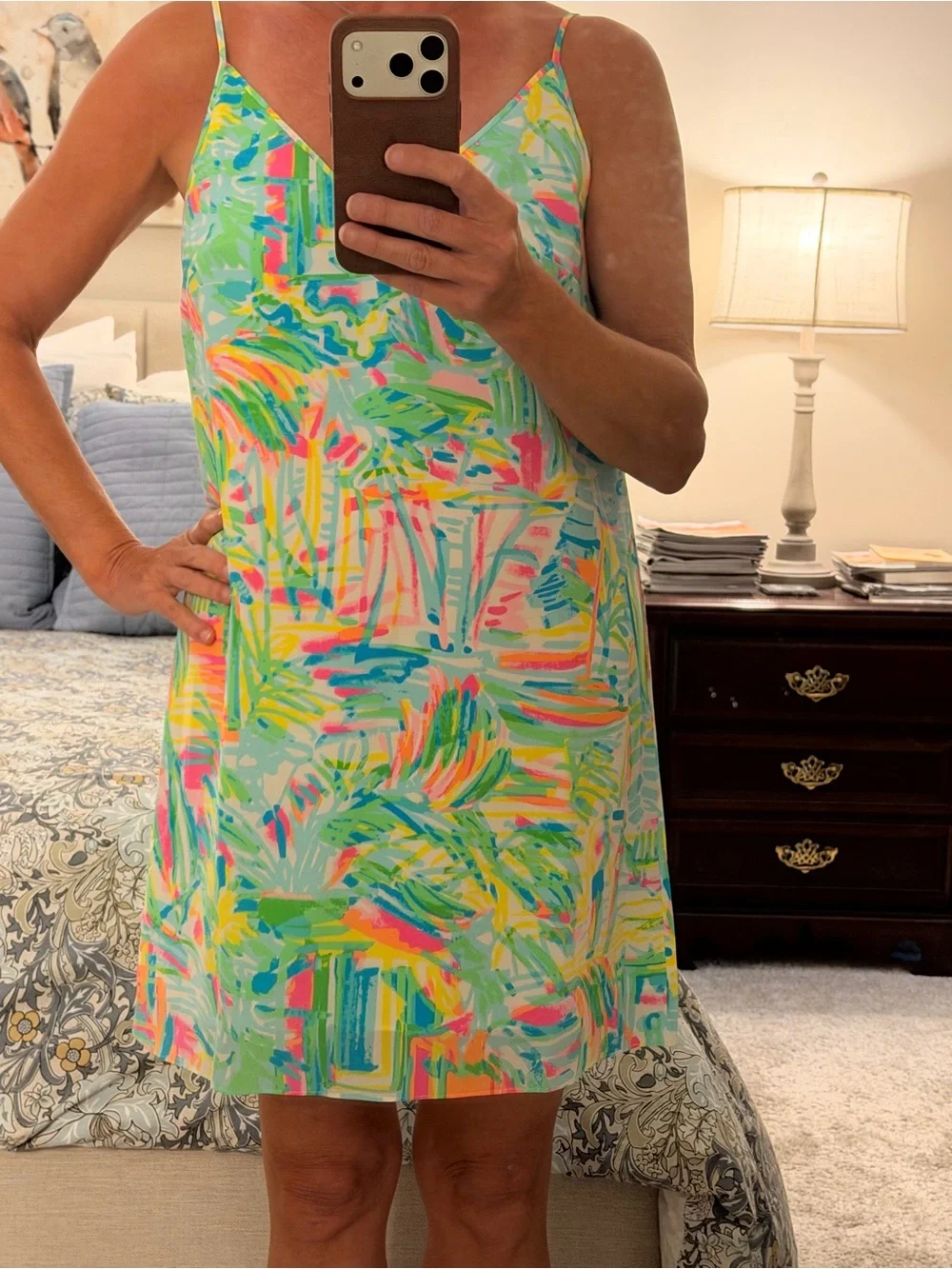 Lilly Pulitzer Mint Multi Tropical-Brushstroke Slip Mini Dress